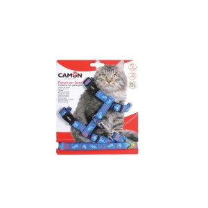 Pettorina per gatti blu con fantasia per gatti grandi.