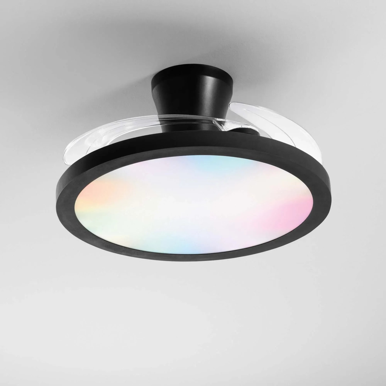 Plafoniera LED moderna con cambio colore, cornice nera.