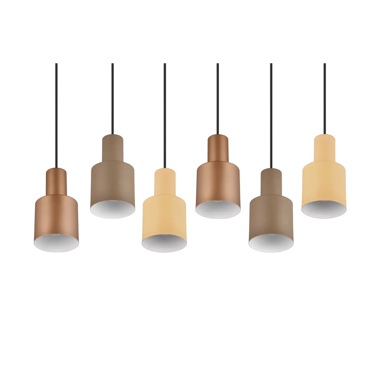 Moderna lampada a sospensione Trio Agudo, 6 luci multicolore (Coffee, Beige, Taupe), 150x85 cm, per soggiorno e sala da pranzo.