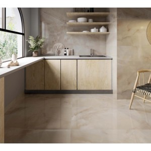 Piastrella in gres porcellanato Nizza Beige smaltato lucido 60x120 cm 1,44 m²