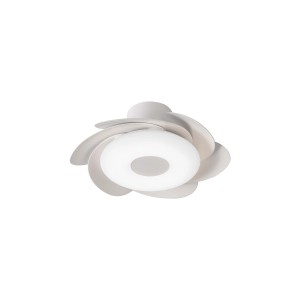 Ventilatore da soffitto bianco con illuminazione LED dal design moderno.