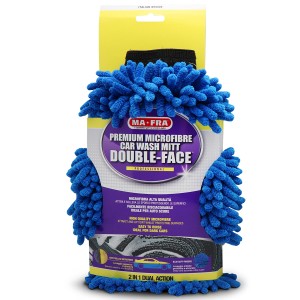 Guanto da lavaggio auto in microfibra blu per la cura dell'auto di t.b.t.