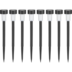 Picchetto solare LED Ø 5,5x40 cm Nero 8 pz