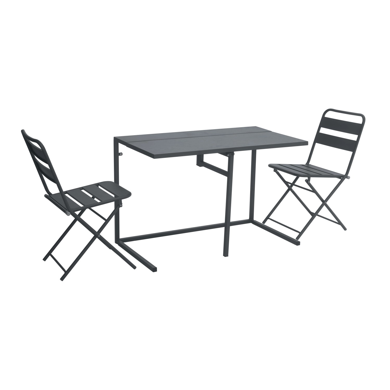 Set Bistrot Pieghevole Giardino - 1 Tavolo E 2 Sedie In Metallo, Colore Azzurro - Foto 12