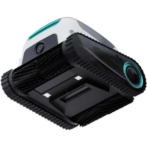 Robot piscina t.b.t. con cingoli in bianco e nero.