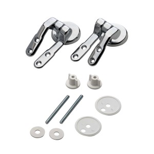 Set di fissaggio per sedile WC, cromo e bianco, per il montaggio di sedili WC.