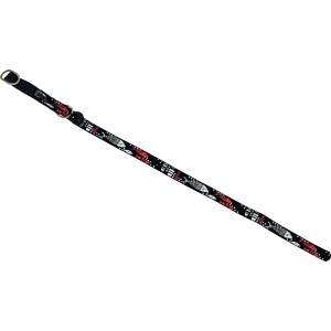 Collare per gatti nero con motivo a pesci.