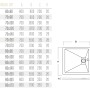 Disegno tecnico di un piatto doccia t.b.t. con dimensioni.