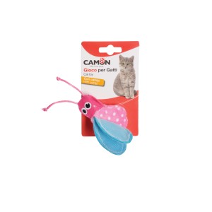 t.b.t. Gioco per gatti a forma di insetto, rosa con ali blu.