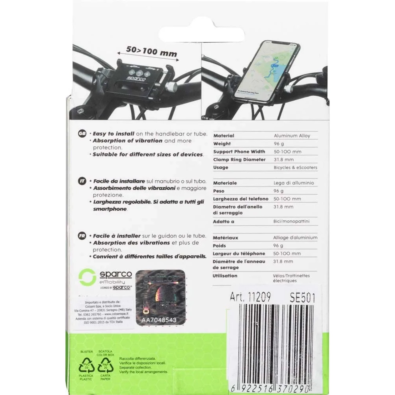 t.b.t. Borsa da bici: Supporto universale per smartphone sul manubrio della bicicletta.