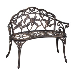 Panchina da giardino Verona in alluminio bronzo 97x45x78 cm