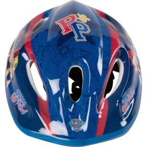 Casco da bici blu e rosso con design Paw Patrol per bambini.