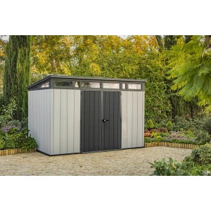 Casetta da giardino Keter Artisan 11x7, grigio-antracite, 7,34 m², casetta in plastica con doppia porta.