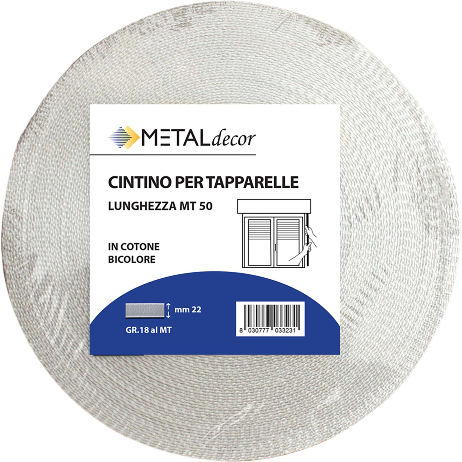 Cintino tapparella per portafinestra in nylon bianco e righe rosse 22