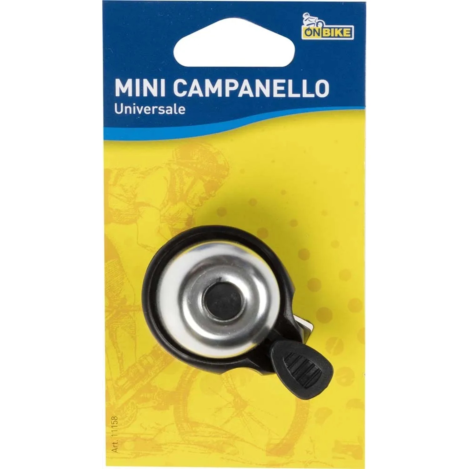 Mini campanello universale per bici, nero/argento. Per maggiore sicurezza stradale.