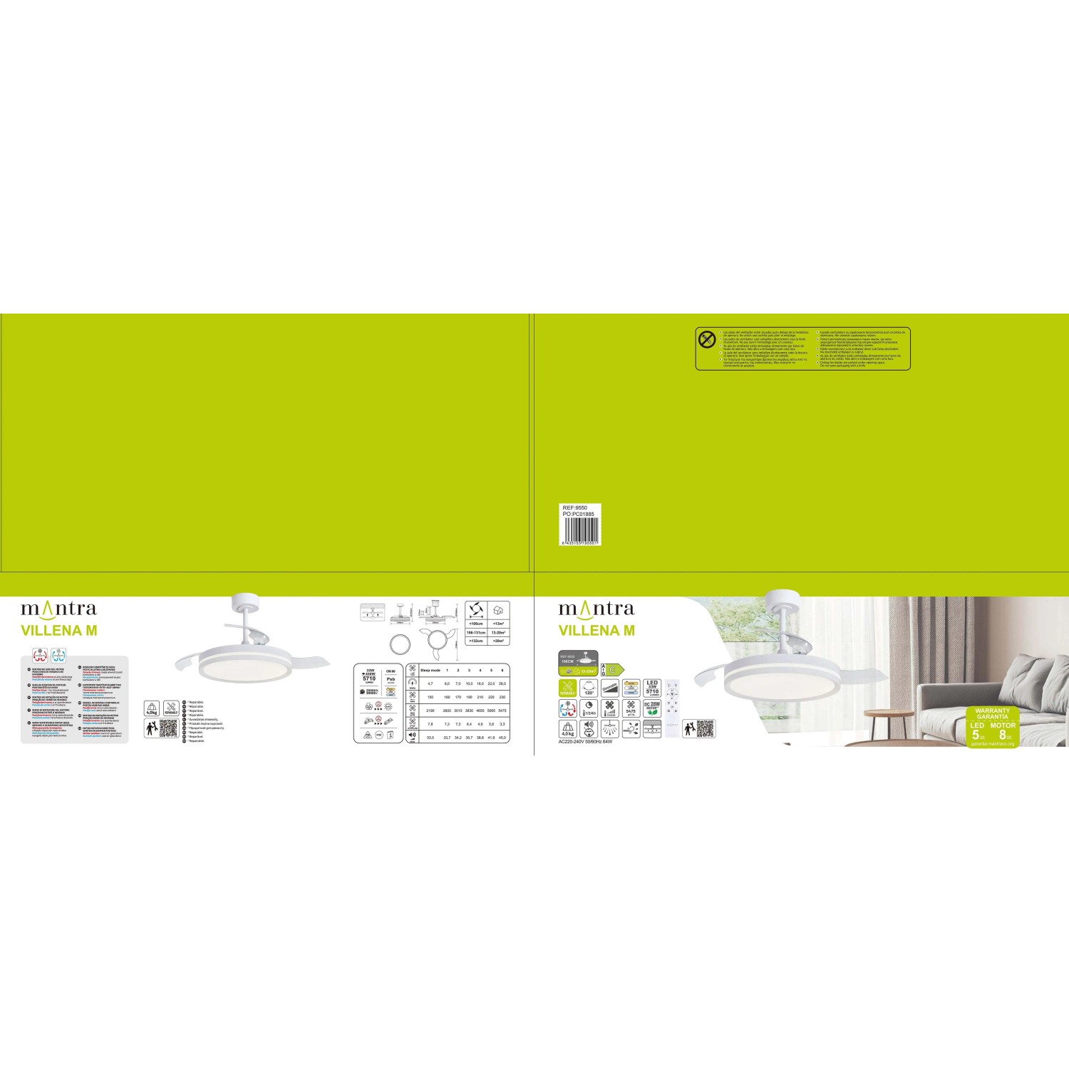 Plafoniera ventilatore LED Luna 5710 lm 3000-5000 K Ø106x 32,5x45 cm_7