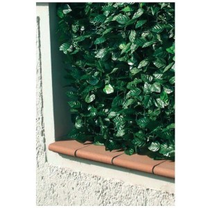 Recinzione in PVC con foglie Lauro e rete 100x300 cm verde