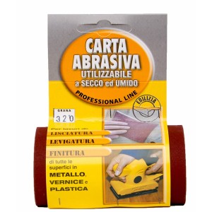 Rotolo di carta abrasiva, grana 320, per metallo, vernice e plastica. Abrasivi per il fai da te.