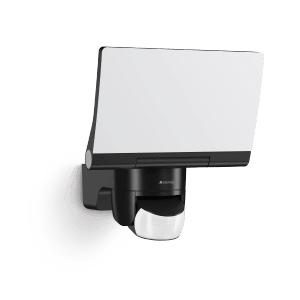 Faretto LED nero Steinel XLED Home 2 SC con sensore di movimento e pannello LED orientabile.