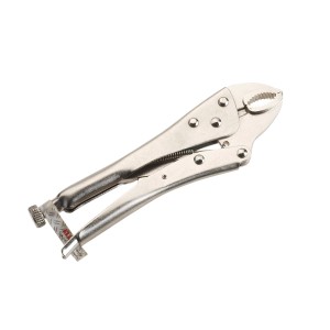 Pinza a scatto in metallo, 250 mm, con vite di regolazione per tenere i pezzi.