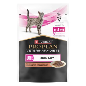 Confezione di cibo umido per gatti Pro Plan Veterinary Diets Urinary con salmone.