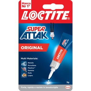 Adesivo Loctite Super Attak Original, adatto per metallo, porcellana, plastica, gomma, pelle e legno.
