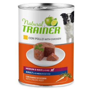 Natural Trainer cibo umido per cani con pollo per cani medi e grandi.