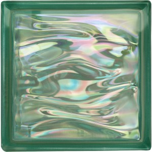 Blocco di vetro verde smeraldo lucido Aqua Perla 19x19x8 cm per interni ed esterni.