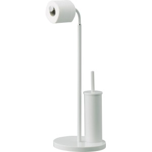 Portascopino WC bianco con porta carta igienica. Scopini WC.