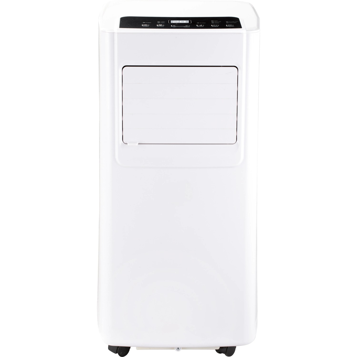 Condizionatore portatile KGM 7000-35, bianco, con ruote, display e telecomando.