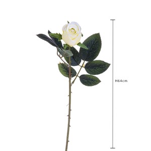 Rosa artificiale decorativa color crema, alta 64 cm. Perfetta come decorazione duratura.