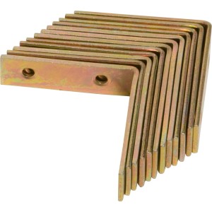 Set di 12 staffe angolari per sedie zincate gialle, 50x50x15 mm, per costruzioni in legno.