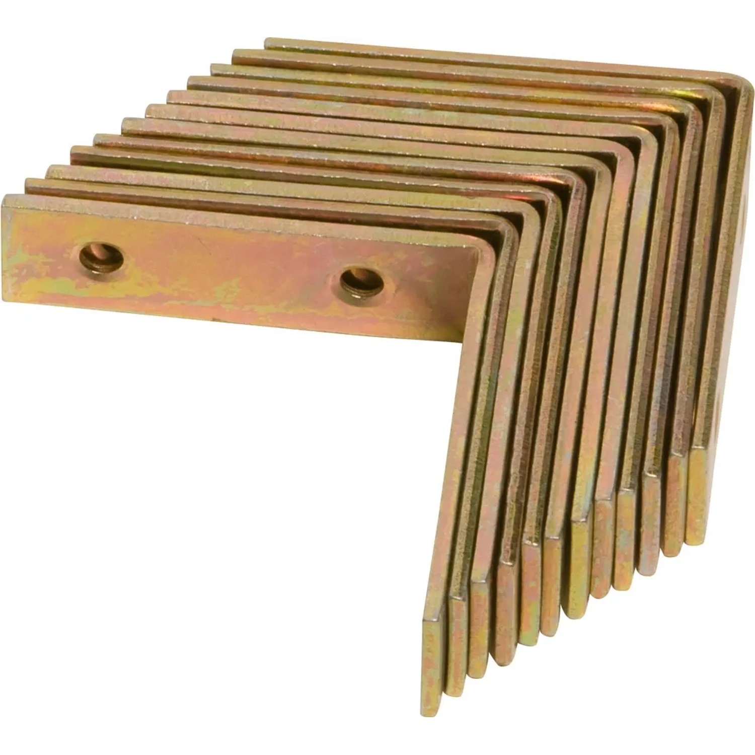 Set di 12 staffe angolari per sedie zincate gialle, 50x50x15 mm, per costruzioni in legno.