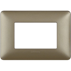 Placca t.b.t. per interruttori e prese in finitura bronzo.