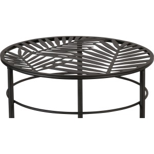 Portafiori nero con motivo a foglia di palma, Ø 28 cm, altezza 70 cm, per giardino e interni.