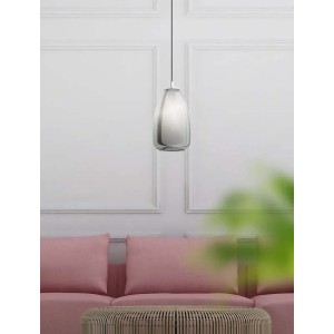 Lampadario a sospensione Eglo Alobrase E27 1X40W Ø20xH110 cm acciaio vetro nero