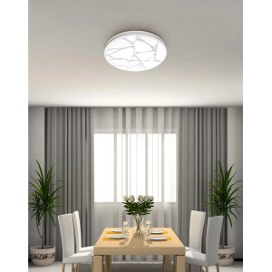 Plafoniera LED bianca t.b.t. con design moderno per montaggio a soffitto.