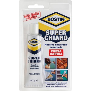 Bostik Super Chiaro adesivo universale, tubo da 50g, per vari materiali.