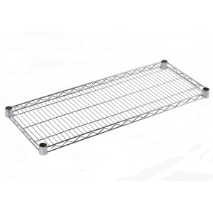 Ripiano a filo cromato per sistemi di scaffalatura.