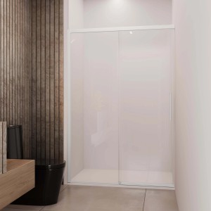 Porta scorrevole doccia Lux sx nicchia est. 107-110 cm bianco trasparente