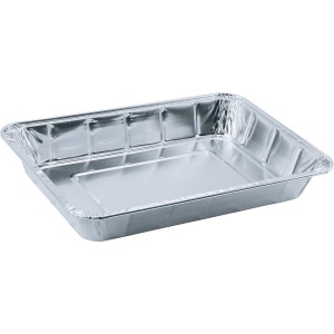 Vassoio rettangolare in alluminio per barbecue.