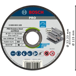 Disco smerigliatrice Bosch Ø 115x1x22,23 mm 10 pz