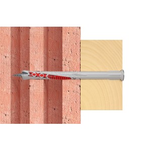 Tassello grigio inserito in muro e legno. Categoria: Tasselli.