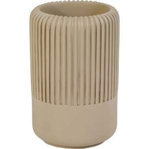 Portaspazzolino beige t.b.t. con motivo a coste per il bagno.