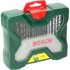 Set punte Bosch X-Line, 33 pezzi in valigetta verde con punte e inserti.