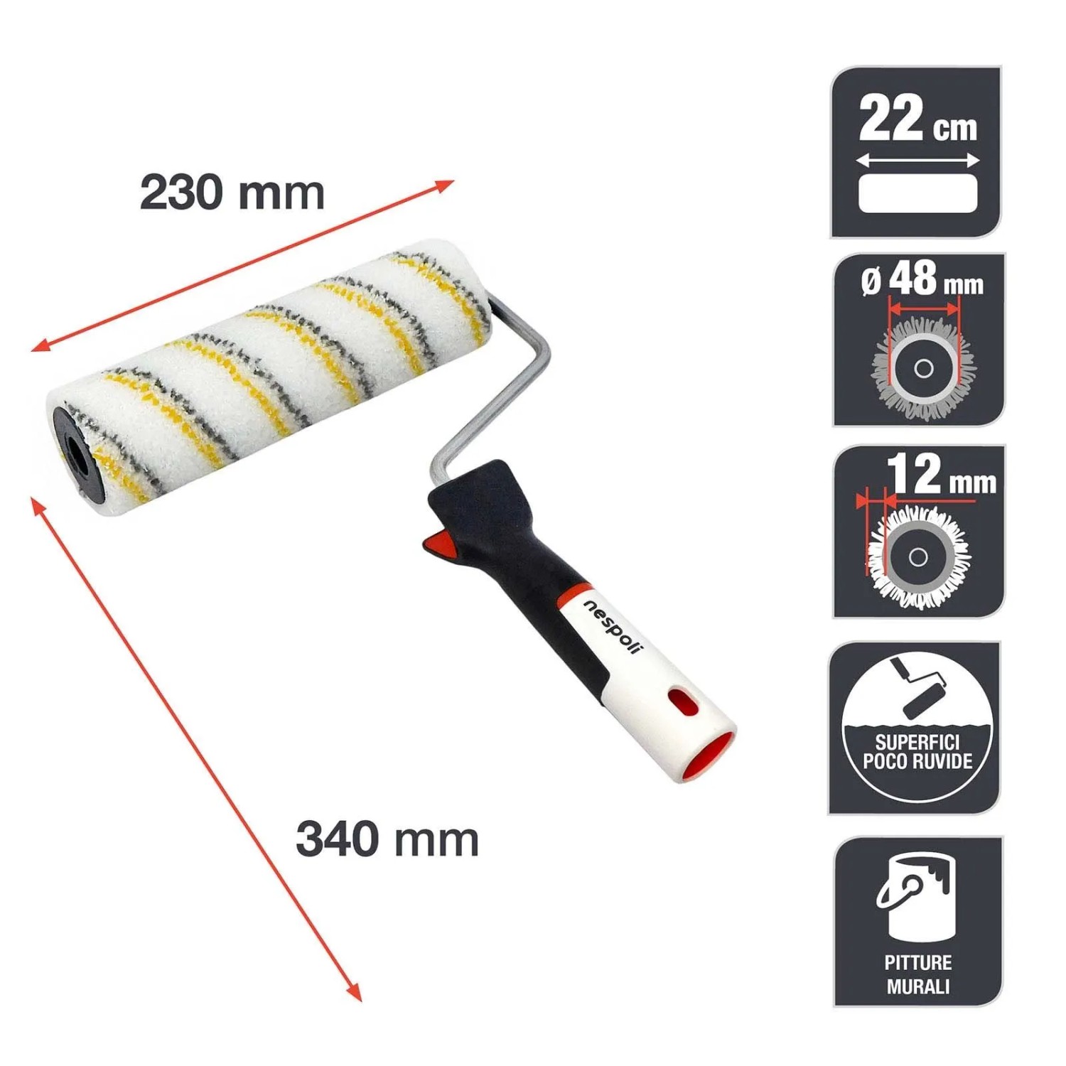 Rullo per pittura Nespoli Soft Touch sup poco ruvide 22 cm_2