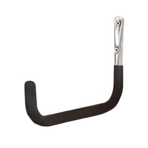 Gancio a muro, metallo con rivestimento nero, per montaggio a parete.