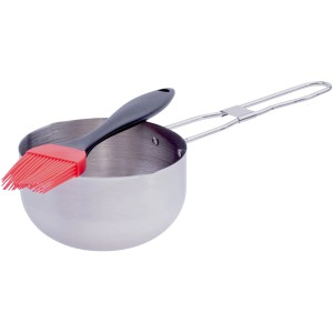 t.b.t. Accessorio barbecue: pentolino in acciaio con pennello per marinatura.