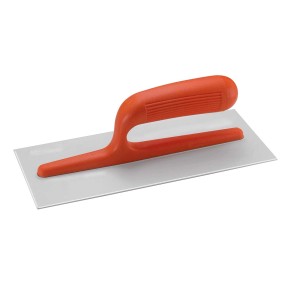 Spatola lisciatrice con manico arancione per muratura e piastrellatura.