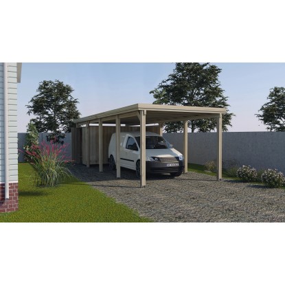 Carport singolo a tetto piano Weka con lamiere grecate 322x802 cm